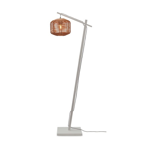 Valge-puiduvärvi rotangist lambivarjuga põrandalamp (kõrgus 150 cm) Tanami - Good&Mojo