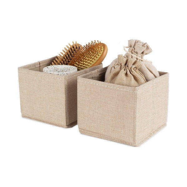 Beežid riidest hoiukarbid komplektis 2 tk 14x12x12 cm Sandy - Compactor-image-3