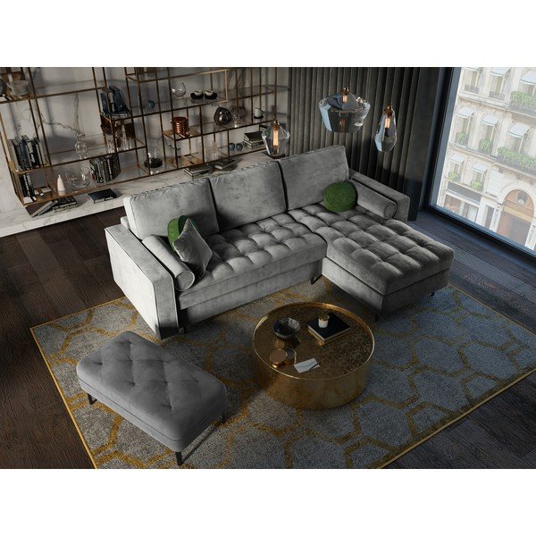 Helehall sametne nurgadiivan , paremas nurgas Santo - Milo Casa-image-1