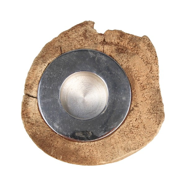 Antiikne küünlajalg töötlemata teakpuust, kõrgus 10 cm. - HSM collection-image-3