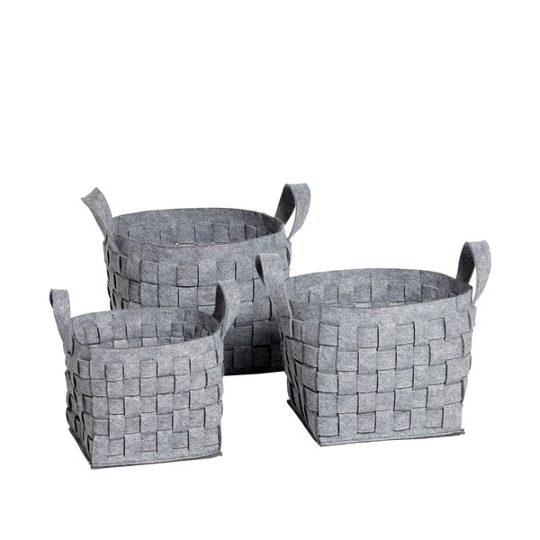 Set feltových košíků, šedé