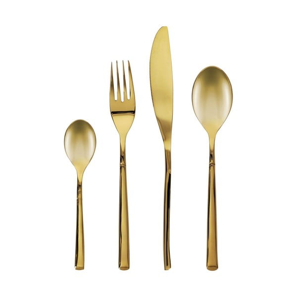 Kuldne 16-osaline roostevabast terasest söögiriistade komplekt Lite - Kave Home