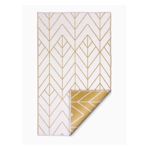 Beež ja kuldne kahepoolne õuevaip, mis on valmistatud taaskasutatud plastist , 90 x 150 cm Sydney - Fab Hab-image-2