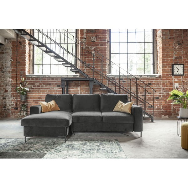 Tumehall sametne nurgadiivan, vasakpoolne nurk Lofty Lilly - Miuform-image-1