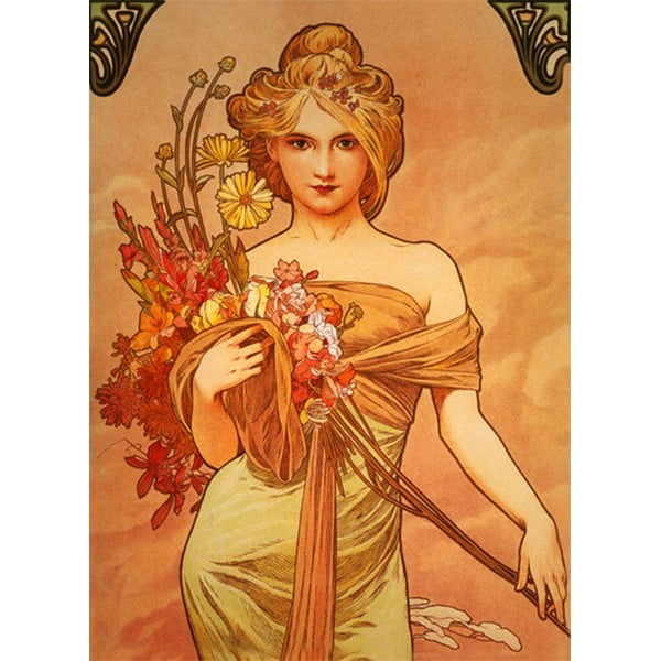 Alfons Mucha maali "Bouquet" reproduktsioon, 40 x 55 cm. Alfons Mucha - Bouquet - Fedkolor