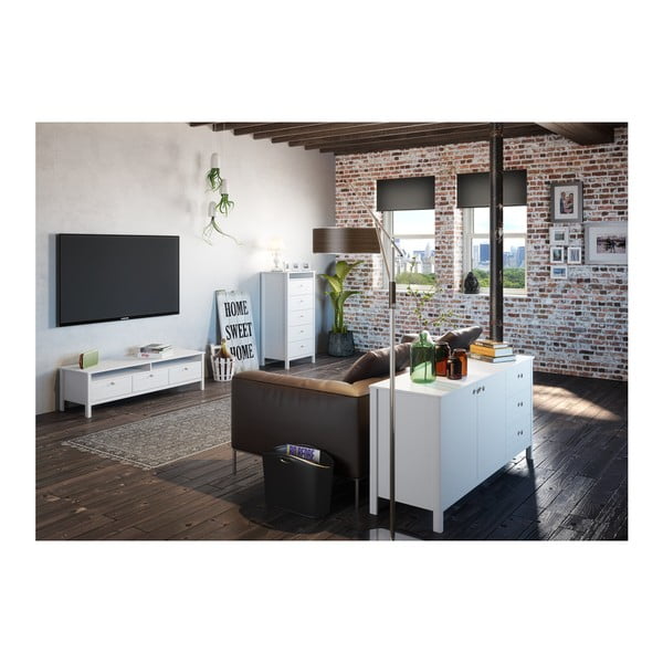 Bílá úzká komoda s 5 zásuvkami Steens New York, výška 120 cm-image-3