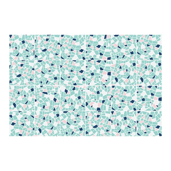 Sada 24 nástěnných samolepek Ambiance Cement Tile Stickers Terrazzo Aqua, 10 x 10 cm-image-3