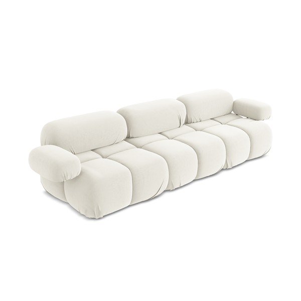 Valge sametist moodulsofa 285 cm Lokua - Makamii-image-1