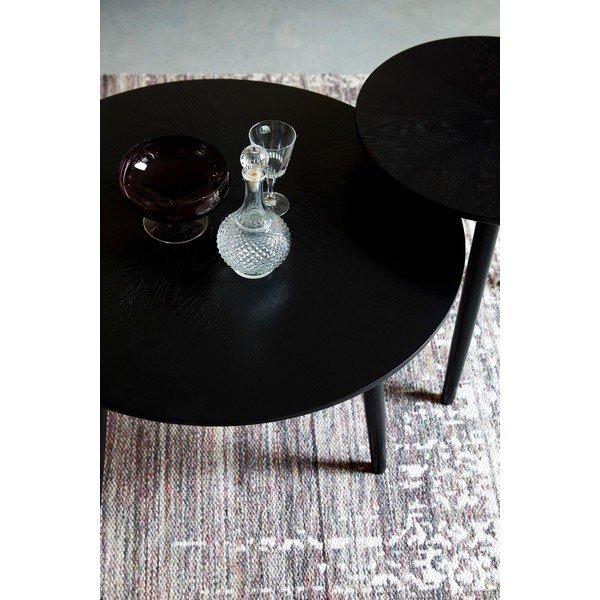 Must ümmargune kohvilaud tammepuust dekooriga ø 80 cm Fabio - White Label-image-2