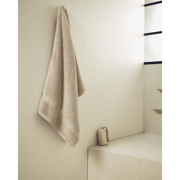 Beež frotee puuvillane vannirätik 70x140 cm Olvira - Kave Home-image-2