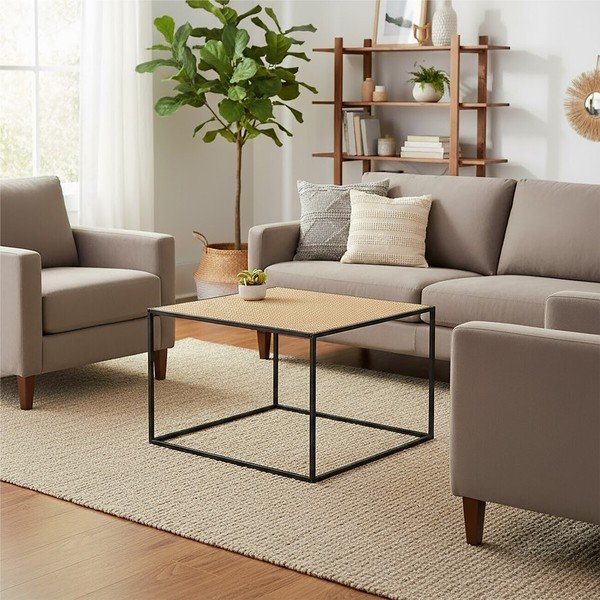 Rotangist kohvilaud naturaalses värvitoonis 60x60 cm Depok - Premier Housewares-image-1