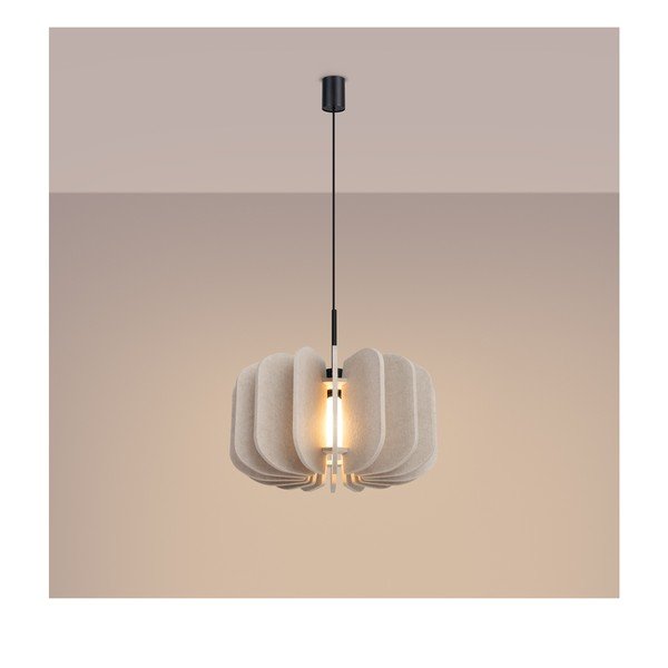 Beež metallist ripplamp tekstiilist varjuga, ø 45 cm Elom - Sollux-image-4
