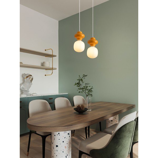 Valge/oranž keraamiline ripplamp klaasist varjuga, ø 18 cm Clio - Nova Luce-image-1