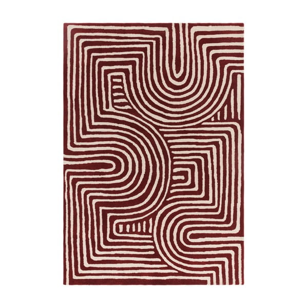 Burgundiapunane käsitsi kootud villane vaip 160x230 cm Reef - Asiatic Carpets