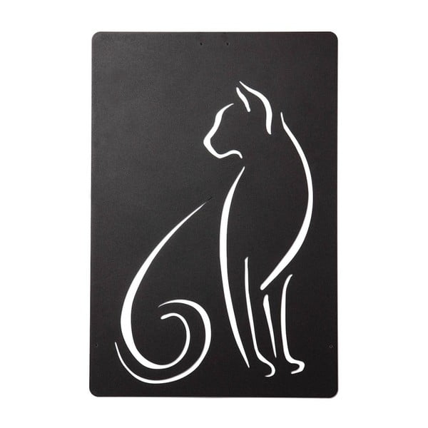 Černá nástěnná kovová dekorace Wall Decor Cat Elegant