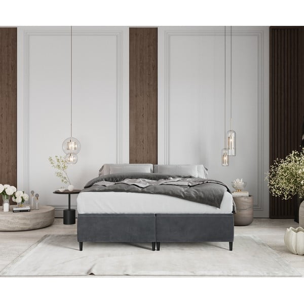 Antrasiitne polsterdatud kaheinimese voodi koos panipaigaga 200x200 cm Tate - Maison de Rêve-image-3