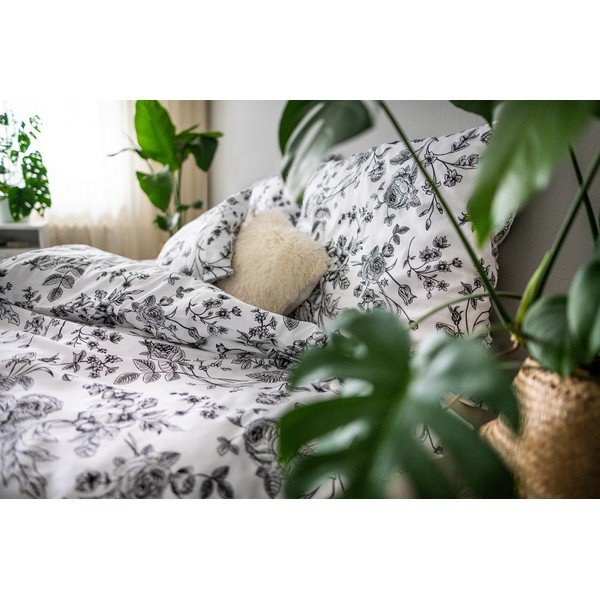 Must-valge puuvillane voodipesu Lill, 140 x 200 cm Ema - Cotton House-image-4