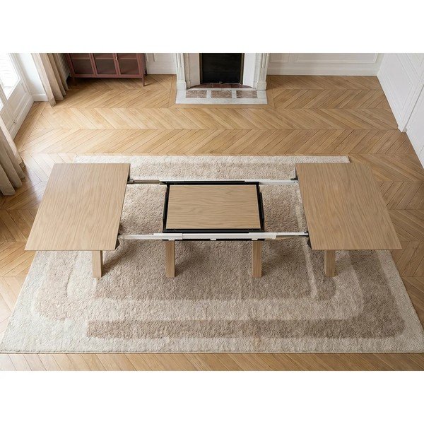 Pikendatav söögilaud lisalehega ja tammepuust dekooriga pealispinnaga 100x160 cm Martha - Bobochic Paris-image-4