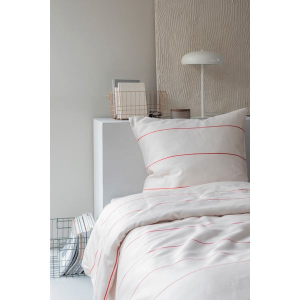 Punane-beež puuvill-satiinist pikendatud voodipesu üheinimesevoodile 140x220 cm Align - Mette Ditmer Denmark-image-2
