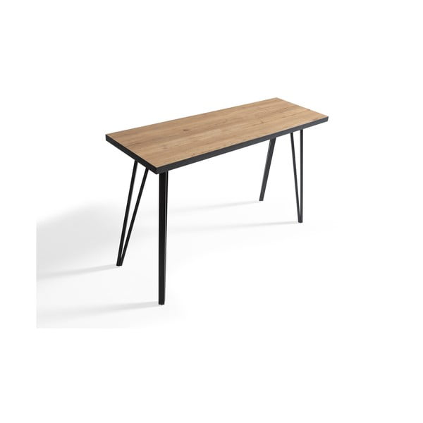 Must/loomulik konsoollaud tammeplaadiga 60x120 cm Sindi - Marckeric-image-3