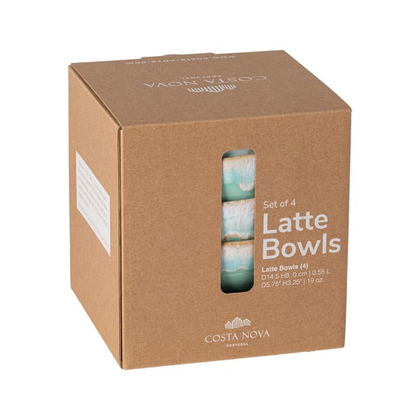 Türkiissinised kivikeraamikast kausid 4tk komplektis ø 15 cm Latte - Costa Nova-image-2