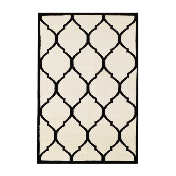 Ručně tkaný koberec Lara Ivory Black, 140x200 cm