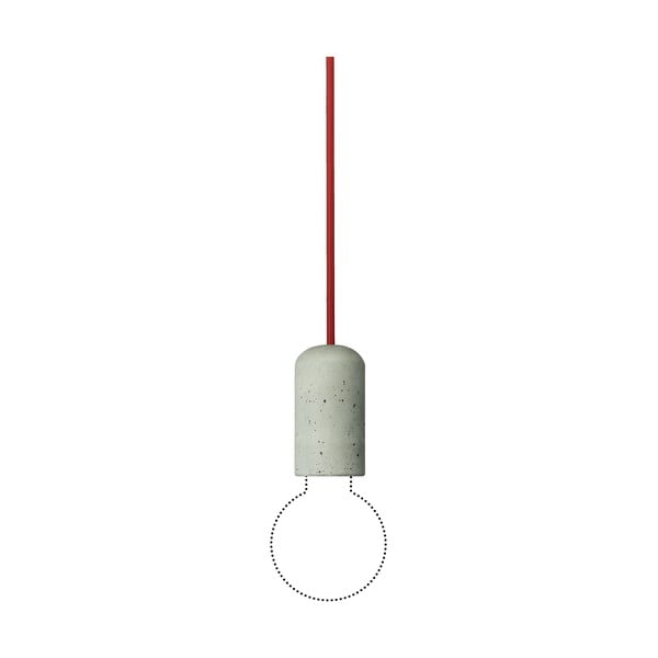 Betonové svítidlo s červeným kabelem od Jakuba Velínského, délka 1,2 m