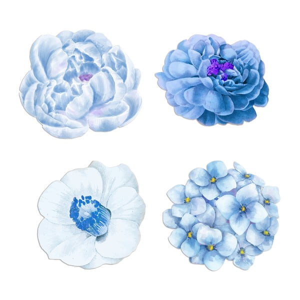 Sada 4 dekorativních prostírání z jutových vláken Madre Selva Blue Flowers
