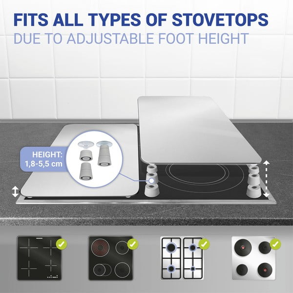 Klaasist pliidikatte komplekt 2 tk Universal Silver - Wenko-image-4