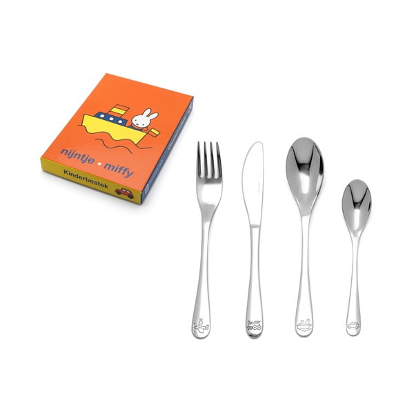 Roostevabast terasest laste söögiriistad hõbedased 4 tk Miffy - Zilverstad-image-3