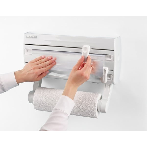 Valge plastmass fooliumi- ja majapidamispaberi hoidja seinalekinnituv PARAT F2 – LEIFHEIT-image-2