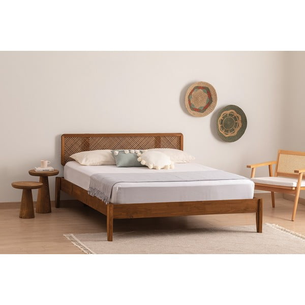 Tumepruuni-naturaalset värvi kuusepuidust kaheinimesevoodi 180x200 cm Izabelya - Kalune Design-image-1