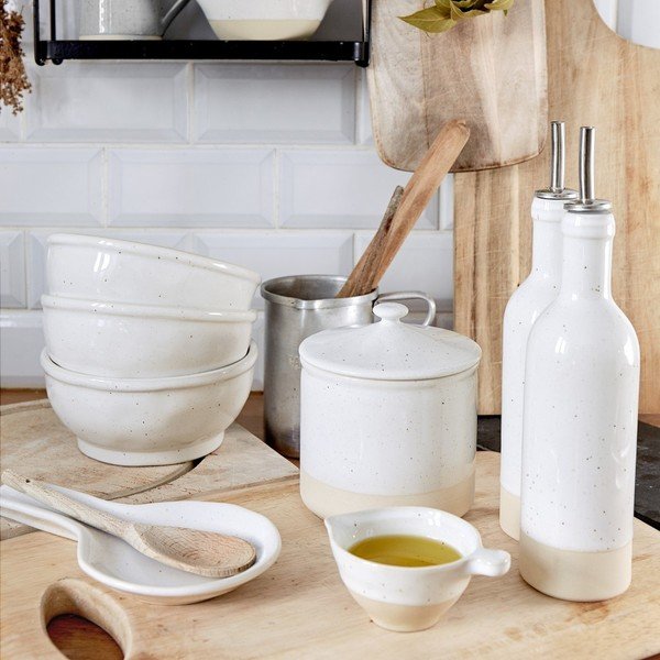 Valge keraamiline õli/äädikapudel, 350 ml Fattoria - Casafina-image-1