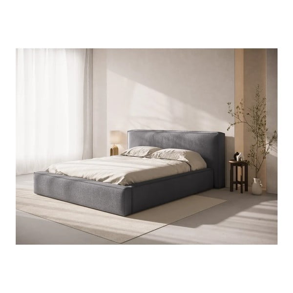 Tumehall polsterdatud kaheinimesevoodi panipaigaga ja liistudest raamiga 160x200 cm Simon Olivia - Micadoni-image-1