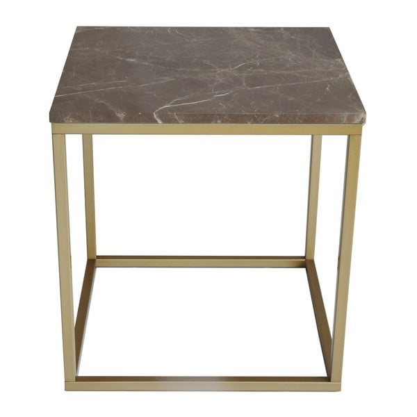 Hnědý mramorový odkládací stolek s podnožím ve zlaté barvě RGE Accent, šířka 50 cm