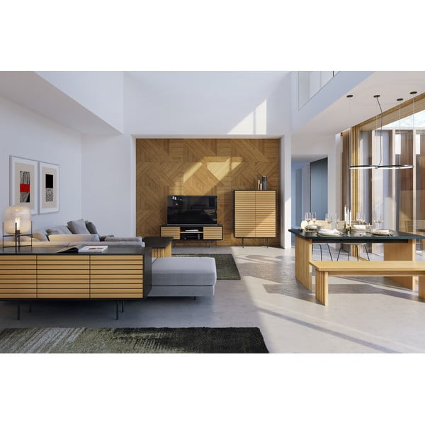 Tammeplaadiga söögilaud 90x160 cm Stripe - Woodman-image-1