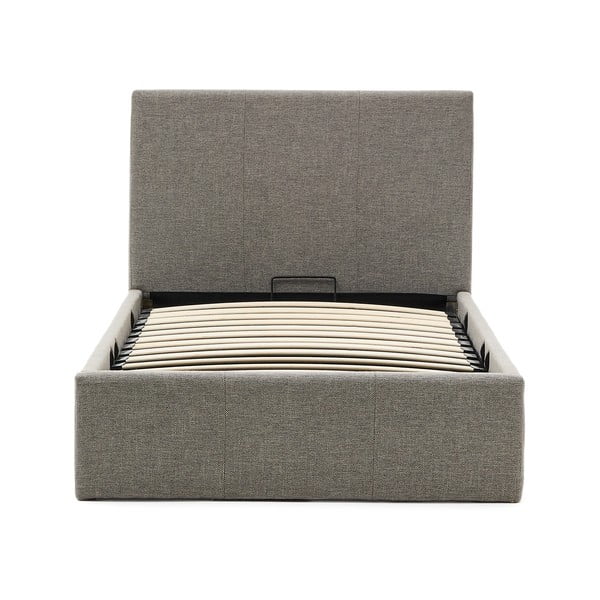 Hall polsterdatud kaheinimesevoodi koos panipaiga ja voodipõhjaga 90x200 cm Nahiri - Kave Home