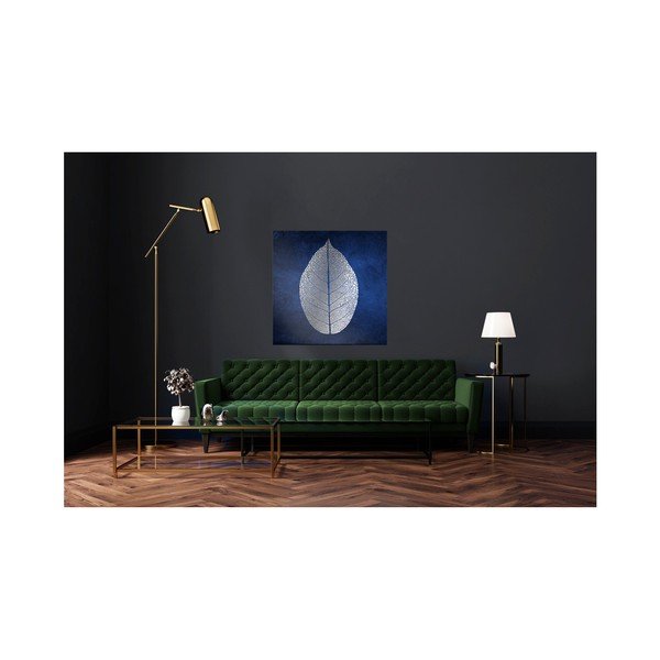 Lõuendmaal Uno White Leaf, 60 x 60 cm Silver - Styler-image-1