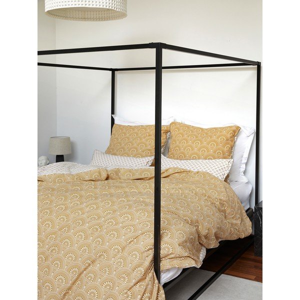 Kollane ja valge orgaaniline puuvillane voodipesu 200x135 cm Tiara - Westwing Collection-image-4