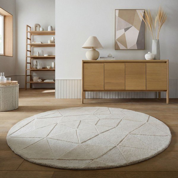 Beež käsitsi kootud villane ümmargune vaip ø 160 cm Shard - Flair Rugs-image-1