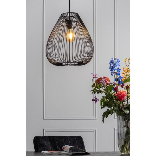 Must metallist rippvalgusti Lucid, ø 35 cm - Leitmotiv-image-1