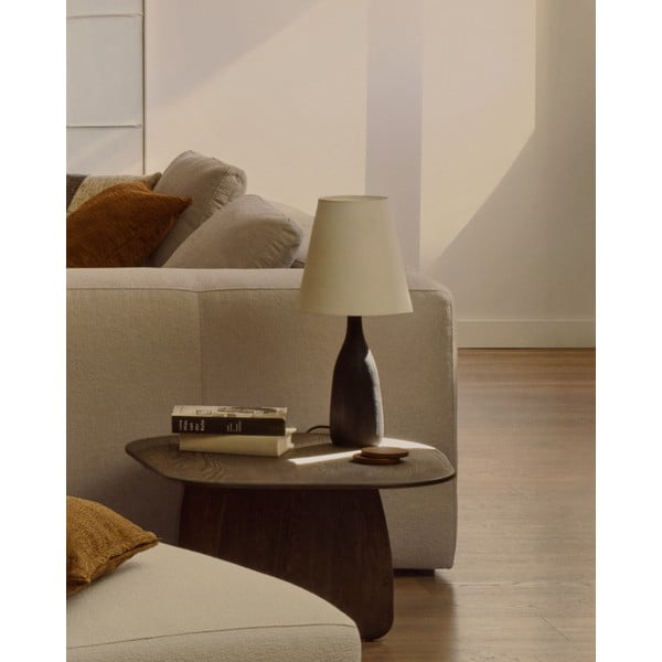 Must-kreem lauavalgusti tekstiilist varjuga (kõrgus 56 cm) Luvia - Kave Home-image-2