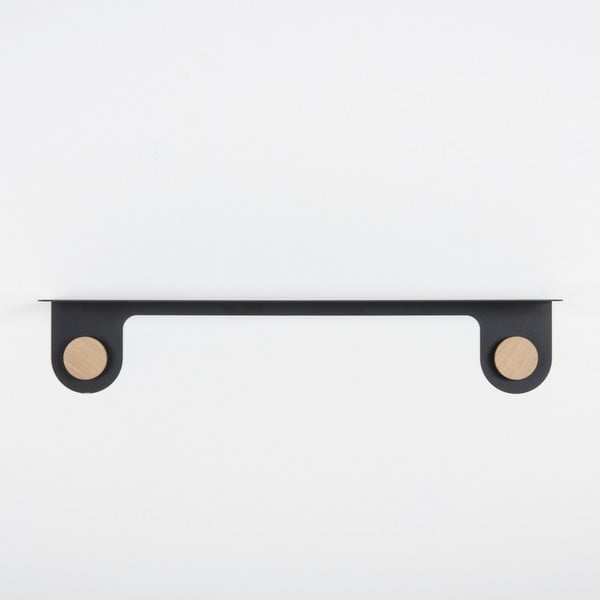 Mustast terasest seinariiul tammepuust detailidega, 2 konksuga, pikkus 70 cm. Hook - Gazzda-image-2