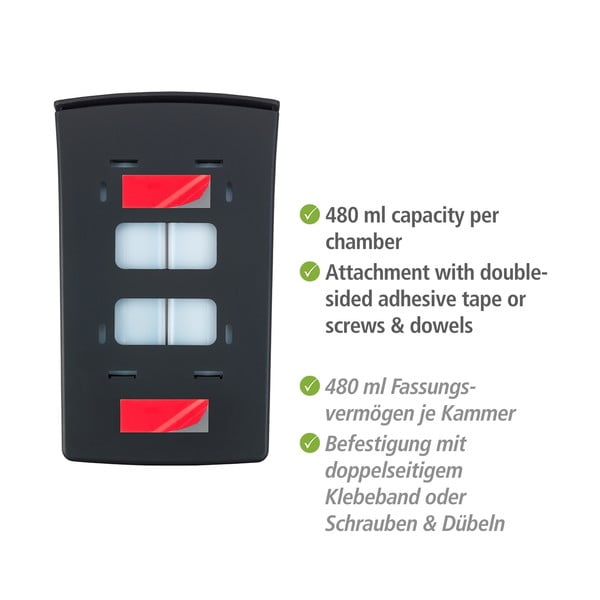 Must seinale paigaldatav plastist seebidosaator 0,96 l Tartas - Wenko-image-4