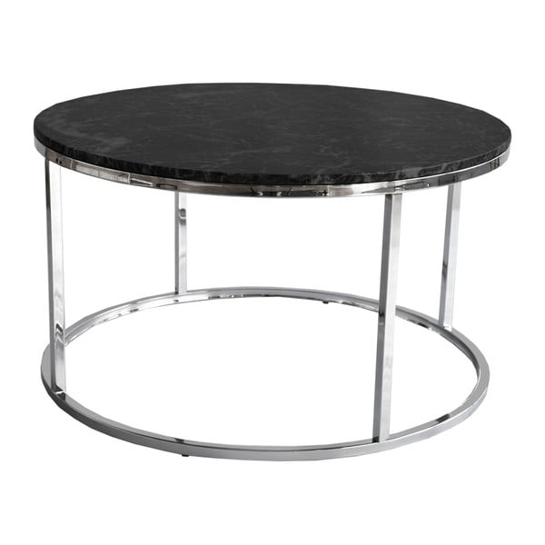 Černý žulový konferenční stolek s chromovaným podnožím RGE Accent, ⌀ 85 cm