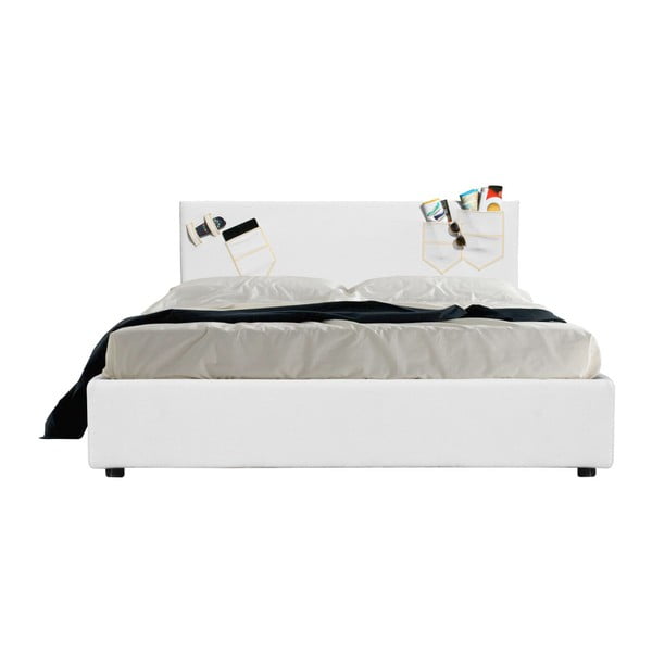 Bílá dvoulůžková postel s úložným prostorem 13Casa Task, 160 x 190 cm