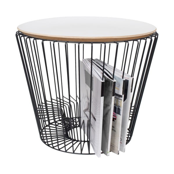 Odkládací stolek z lakovaného kovu s bílou deskou HARTÔ, Ø 50 cm
