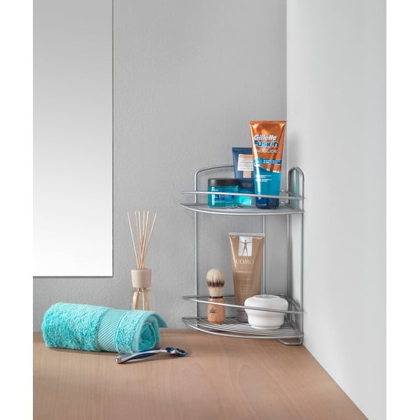 Hõbedast terasest vannitoa nurgapealne riiul - Metaltex-image-2