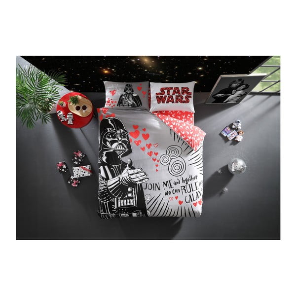 Set bavlněného povlečení na dvoulůžko s prostěradlem Lovely Darth Licensed, 200 x 220 cm
