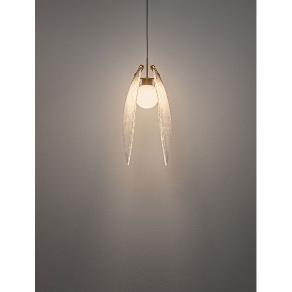 Messingivärvi terasest LED-ripplamp klaasist varjuga Shelina - Nova Luce-image-2